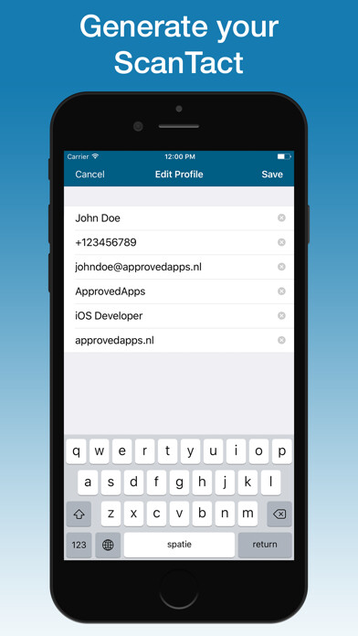 Emulate iPhone app ScanTacts - QR Business Card using MyAndroid Emulate iPhone app ScanTacts - QR Business Card using MyAndroid