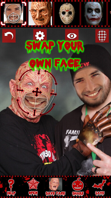 Emulate iPhone app Scary face maker & swap editor using MyAndroid