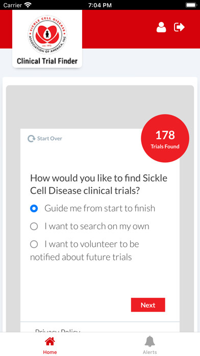 Emulate iPhone app SCDAA Clinical Trial Finder using MyAndroid