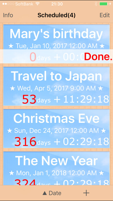 Emulate iPhone app ScheduledList Countdown using MyAndroid Emulate iPhone app ScheduledList Countdown using MyAndroid