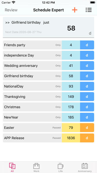 Emulate iPhone app Schedule Expert-days matter using MyAndroid