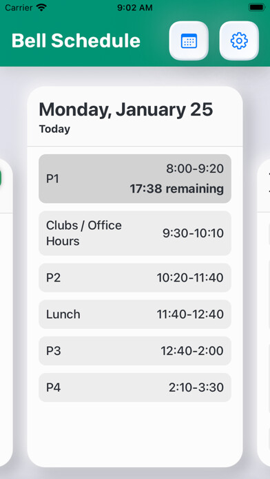 Emulate iPhone app School Bell Schedule using MyAndroid