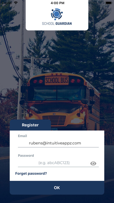 Emulate iPhone app School Guardian - School Bus using MyAndroid
