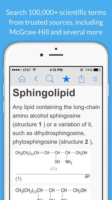 Emulate iPhone app Science Dictionary by Farlex using MyAndroid