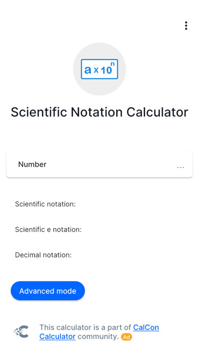 Emulate iPhone app Scientific Notation Calculator using MyAndroid