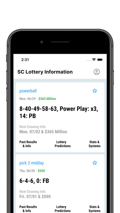 Emulate iPhone app SC Lottery Results using MyAndroid