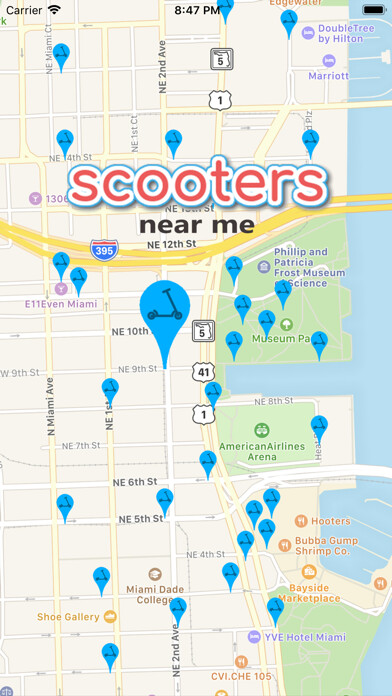 Emulate iPhone app Scooters Near Me using MyAndroid