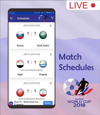 Emulate Android APK Score  Schedule : World Cup 2018