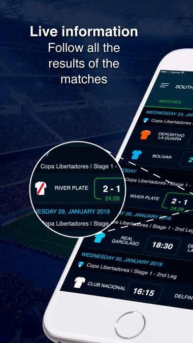 Emulate iPhone app Scores Southamerican soccer using MyAndroid