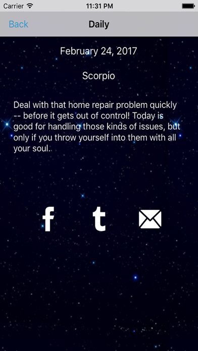 Emulate iPhone app Scorpio Horoscope - Daily Zodiac, Astrology, Love using MyAndroid