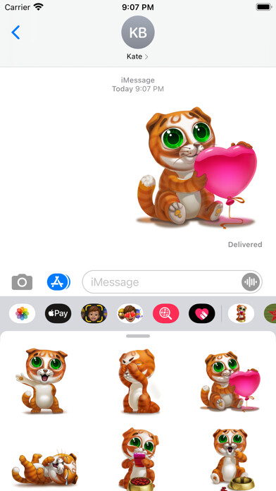 Emulate iPhone app Scotty Cat Stickers using MyAndroid