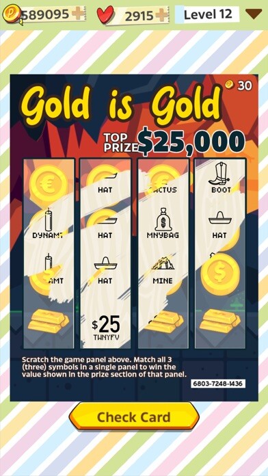 Emulate iPhone app Scratch Card Billionaire using MyAndroid