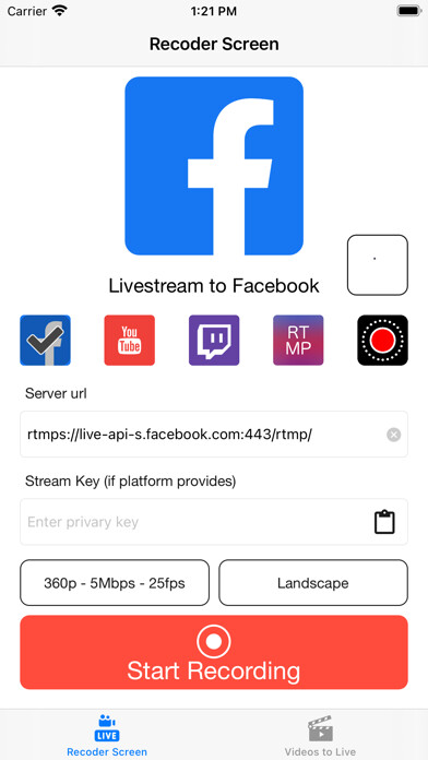 Emulate iPhone app Screen Recoder - Video to Live using MyAndroid