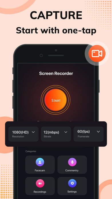 Emulate iPhone app Screen Recorder - FaceCam Rec. using MyAndroid