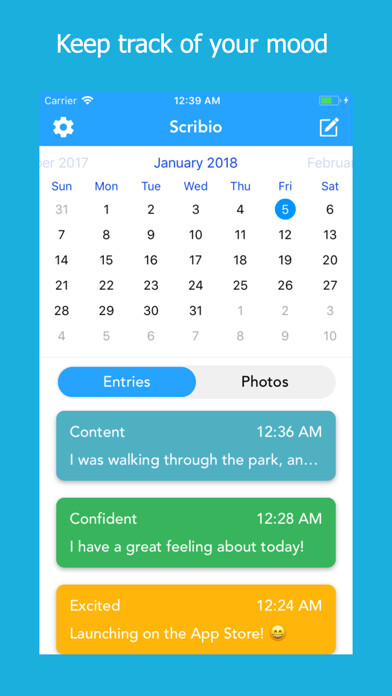 Emulate iPhone app Scribio - Elegant Mood Journal using MyAndroid Emulate iPhone app Scribio - Elegant Mood Journal using MyAndroid