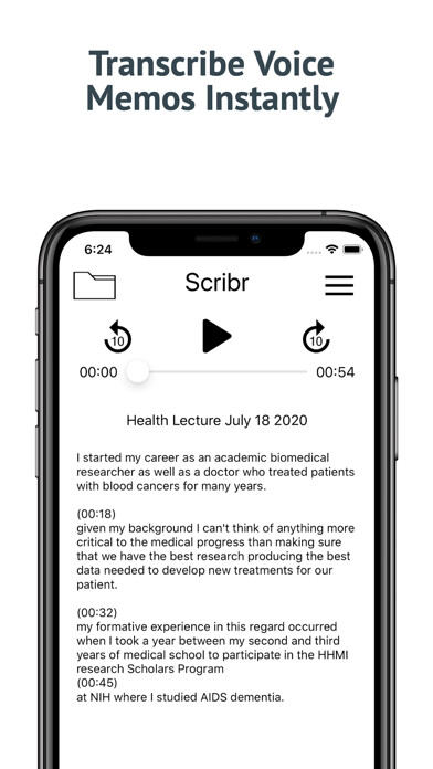 Emulate iPhone app Scribr - Transcribe Speech using MyAndroid