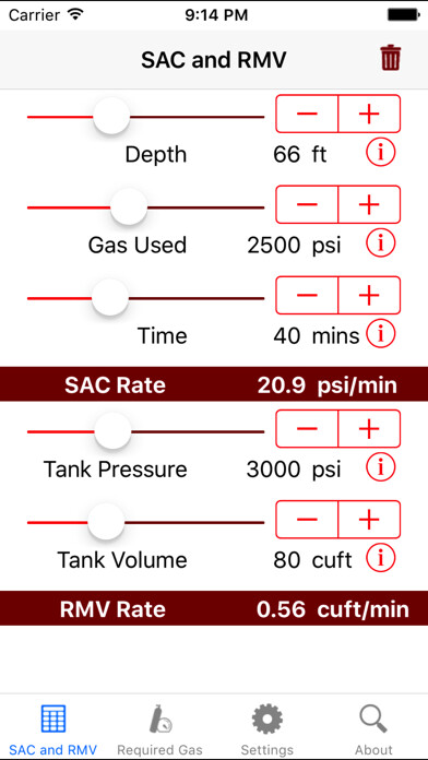 Emulate iPhone app Scuba Gas Manager using MyAndroid