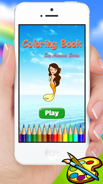 Emulate iPhone app Sea Animals & Mermaid Coloring Book - Drawing Painting Kids using MyAndroid