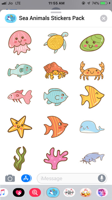 Emulate iPhone app Sea Animals Stickers Pack using MyAndroid Emulate iPhone app Sea Animals Stickers Pack using MyAndroid