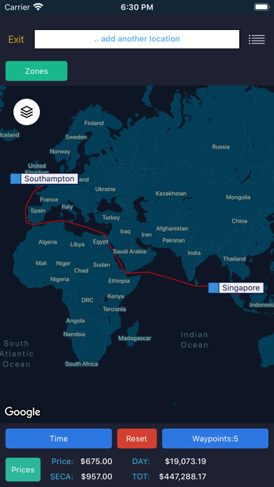 Emulate iPhone app Sea/calc distance using MyAndroid