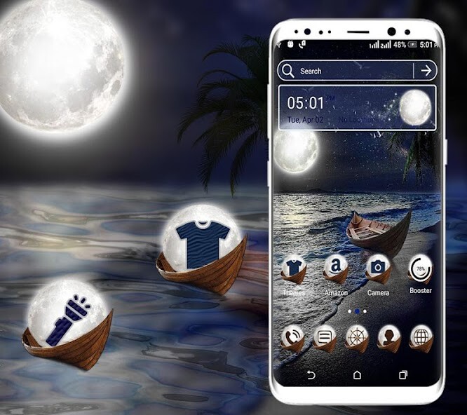 Run android online APK Sea Moon Launcher Theme from MyAndroid or emulate Sea Moon Launcher Theme using MyAndroid