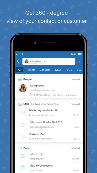 Emulate iPhone app Search across Zoho- Zia Search using MyAndroid