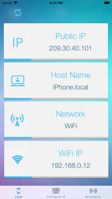Emulate iPhone app Search IP using MyAndroid
