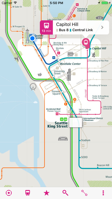 Emulate iPhone app Seattle Rail Map Lite using MyAndroid