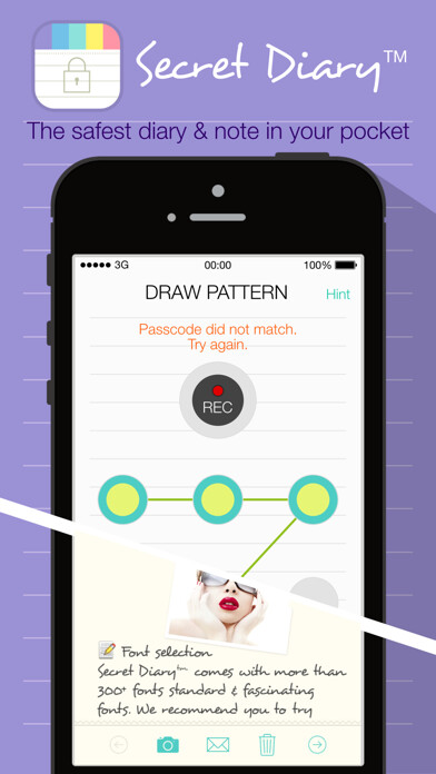 Emulate iPhone app Secret Diary FREE Private Lock using MyAndroid