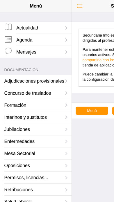 Emulate iPhone app Secundaria Info using MyAndroid