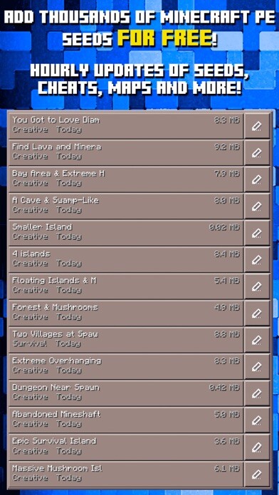 Emulate iPhone app Seeds for Minecraft PE : Free Seeds Pocket Edition using MyAndroid