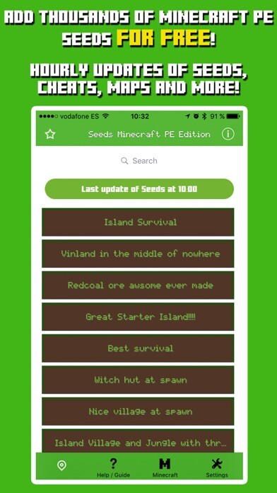 Emulate iPhone app Seeds for Minecraft Pocket Edition - Free Seeds PE using MyAndroid
