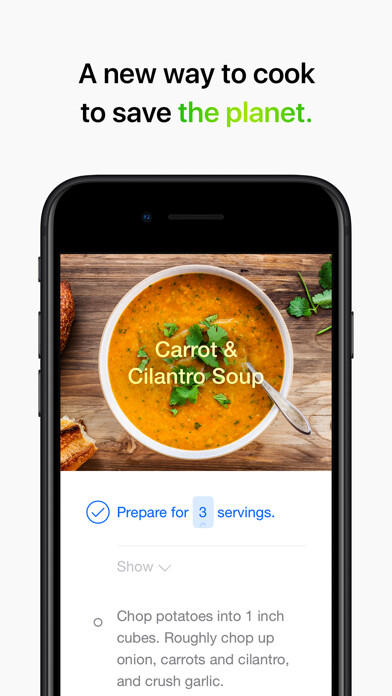 Emulate iPhone app Seeds: Plant-based recipes using MyAndroid