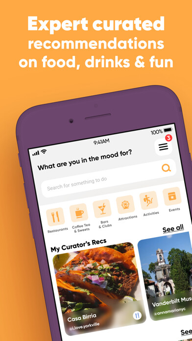 Emulate iPhone app Seek: New York Recommendations using MyAndroid