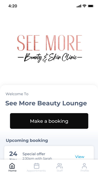 Emulate iPhone app See More Beauty Lounge using MyAndroid
