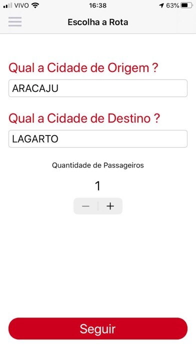 Emulate iPhone app Seguir Passageiro using MyAndroid