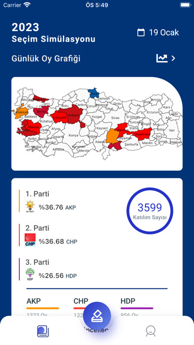 Emulate iPhone app Seçim Simülasyonu using MyAndroid