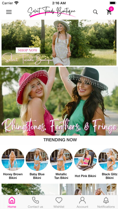 Emulate iPhone app Select Trends Boutique using MyAndroid