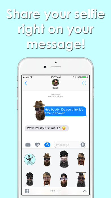 Emulate iPhone app Selfies: Sticker App for iMessage using MyAndroid