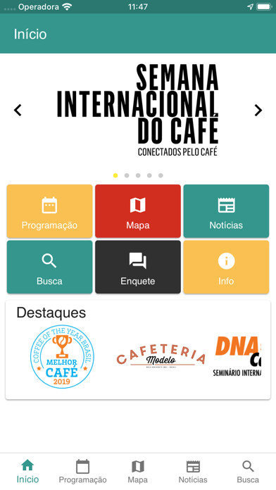 Emulate iPhone app Semana Internacional do Café using MyAndroid