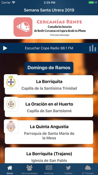 Emulate iPhone app Semana Santa Utrera 2019 using MyAndroid