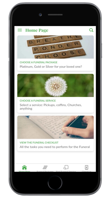 Emulate iPhone app Sendoff Funeral App using MyAndroid