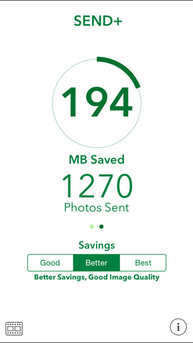 Emulate iPhone app Send Plus - Save your data plan, send photos (email, text, Facebook, Twitter), track your data usage - compress your photos before sending and save money. using MyAndroid