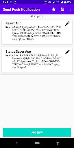 Run android online APK Send Push Notification from MyAndroid or emulate Send Push Notification using MyAndroid