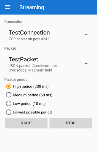 Run android online APK Sensor Streamer from MyAndroid or emulate Sensor Streamer using MyAndroid