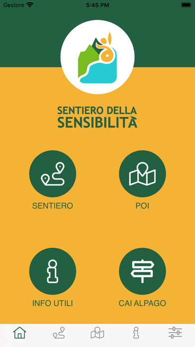 Emulate iPhone app Sentiero Sensibilità using MyAndroid