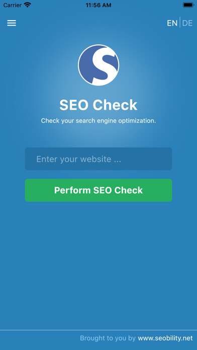 Emulate iPhone app Seobility SEO Check using MyAndroid