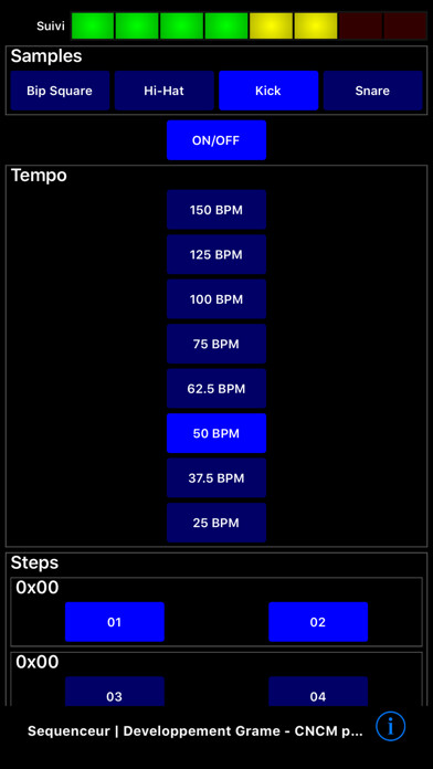Emulate iPhone app Sequenceur using MyAndroid