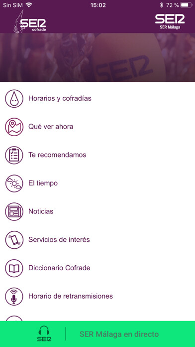 Emulate iPhone app SER+COFRADE S. Santa de Málaga using MyAndroid