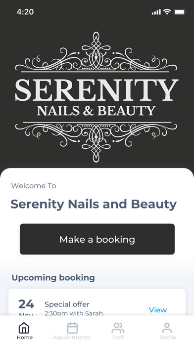 Emulate iPhone app Serenity Nails and Beauty using MyAndroid Emulate iPhone app Serenity Nails and Beauty using MyAndroid